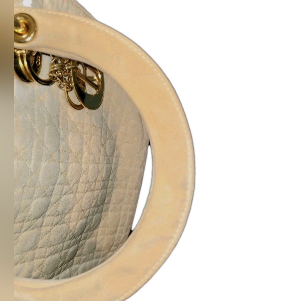 Christian Dior Vintage Lady Dior Bag Cannage Tan Quilt Nylon Medium COA included - Picture 10 of 15